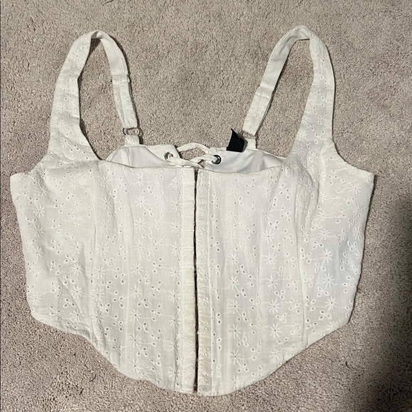 size large windsor white cropped textured corset top - Picture 1 of 4